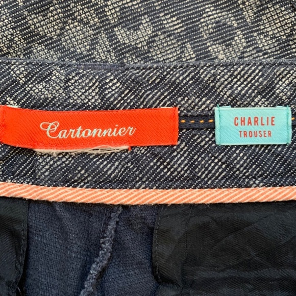 Anthropologie Cartonnier Charlie Trouser Fitted Crop Blue Size 0 - Picture 3 of 5